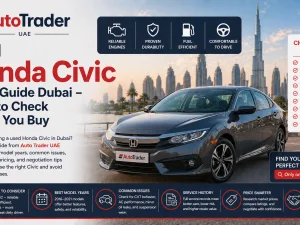 Used Honda Civic parked in Dubai street at sunset