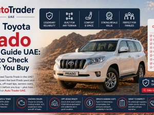 Used Toyota Prado SUV parked in a desert setting in the UAE
