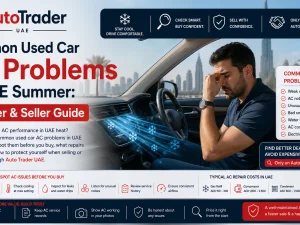 Used car under the UAE sun with AC on, representing common AC problems in summer