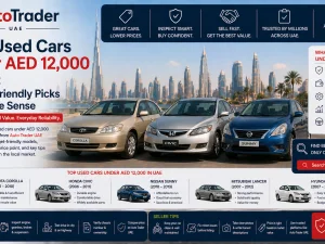 Best used cars under AED 12,000 in UAE parked in a row in a used car lot