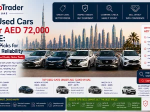 Line-up of popular used cars under AED 72,000 parked in the UAE