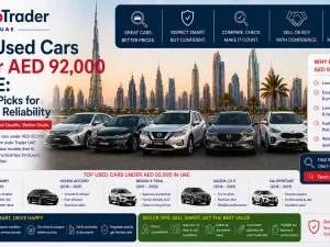 Used cars under AED 92,000 in UAE parked in a dealership lot
