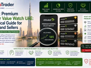 Etisalat premium number concept visual with UAE city skyline in the background