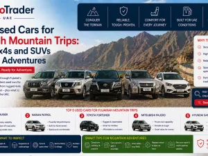 SUV driving through Fujairah mountain road in the UAE