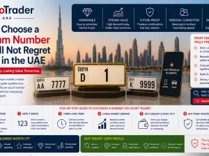 Premium UAE car plate number on a luxury vehicle
