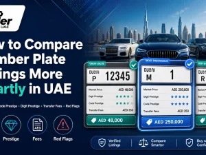 Private UAE car number plate on a luxury vehicle