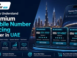 Premium mobile number SIM card and car keys on a table in the UAE