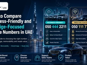 Business-friendly and prestige mobile numbers being compared on a smartphone in the UAE