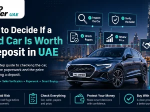 Used car buyer considering paying a deposit in the UAE