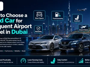 Used car parked near Dubai International Airport suitable for frequent airport travel