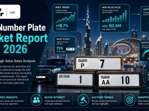 Luxury SUV in Dubai fitted with a short distinguished UAE number plate