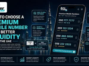 Premium UAE mobile number concept with smartphone and luxury car keys