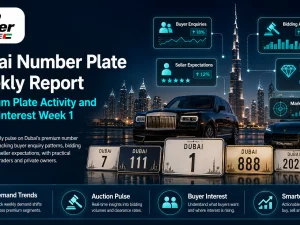 Premium Dubai number plate on a luxury SUV in Dubai