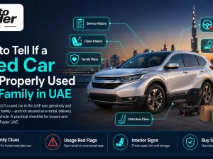 Used family SUV parked in a residential area in the UAE