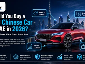 Used Chinese SUV parked in Dubai street, 2026 UAE market