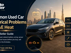Mechanic checking car electrical system under the bonnet in UAE heat