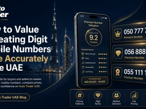Repeating digit mobile number and car keys on a table in the UAE