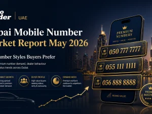Dubai skyline with luxury cars symbolising VIP status and mobile numbers