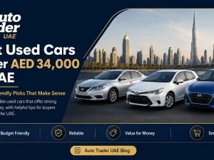 Row of budget-friendly used cars for sale in the UAE under AED 34,000