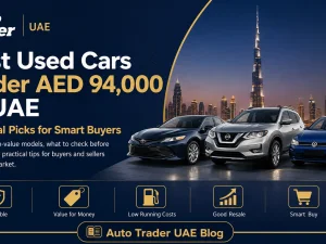 Line-up of popular used cars parked in a row in the UAE under AED 94,000 budget