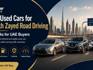 Used cars driving on Sheikh Zayed Road in Dubai