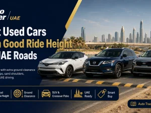 Used SUV with good ride height driving on UAE road