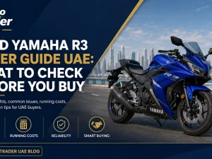 Used Yamaha R3 sport bike parked in the UAE