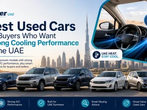 Used car with strong air conditioning parked in sunny UAE conditions