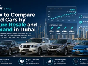 Used cars in Dubai being compared for future resale and demand