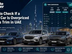 Buyer checking if a used car price is fair for its trim level in the UAE