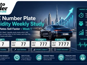Premium UAE number plates displayed on luxury cars in Dubai traffic