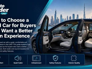 Used car interior with comfortable seats and modern infotainment system in the UAE