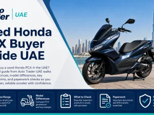 Used Honda PCX scooter parked in UAE city street