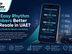 Easy rhythm mobile number concept with smartphone on a table in UAE