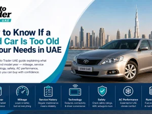 Used cars parked in the UAE showing different ages and conditions