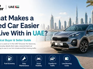 Used car parked in UAE city showing practical, easy-to-live-with features
