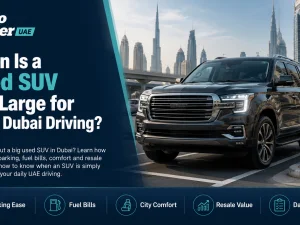 Used large SUV attempting to park in a tight basement parking space in Dubai