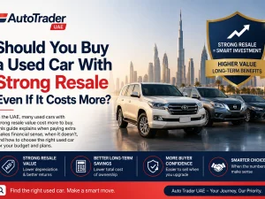 Used cars parked in UAE showing different models with varying resale value