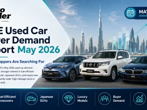 Used car buyers reviewing listings on Auto Trader UAE in May 2026