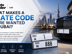 Dubai number plate close-up on a luxury car