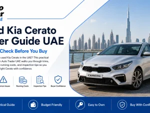 Used Kia Cerato sedan parked in the UAE ready for inspection by a buyer