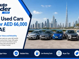 Line-up of popular used cars parked in the UAE under AED 66,000 budget