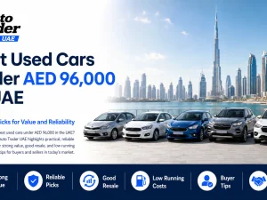 Best used cars under AED 96,000 in UAE parked in a modern urban setting