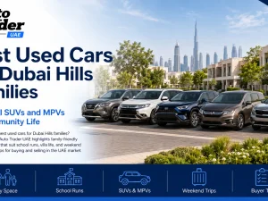 Family SUVs parked in a modern Dubai Hills residential community