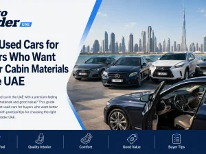 Used luxury sedan interior with high-quality materials in the UAE