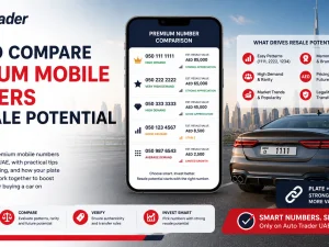 Premium mobile number and luxury car keys on a table in the UAE