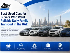 Family-friendly used cars parked in a UAE residential area