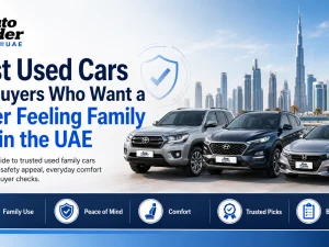 Used family SUV parked in Dubai, representing safe used cars for families in the UAE