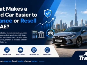 Used cars in UAE parked in a row, illustrating finance and resale considerations