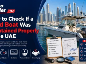 Used boat being inspected at a UAE marina